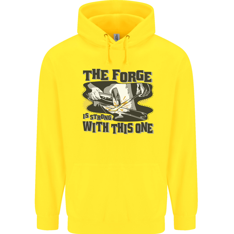 Blacksmith the Forge is Strong With This One Childrens Kids Hoodie Yellow
