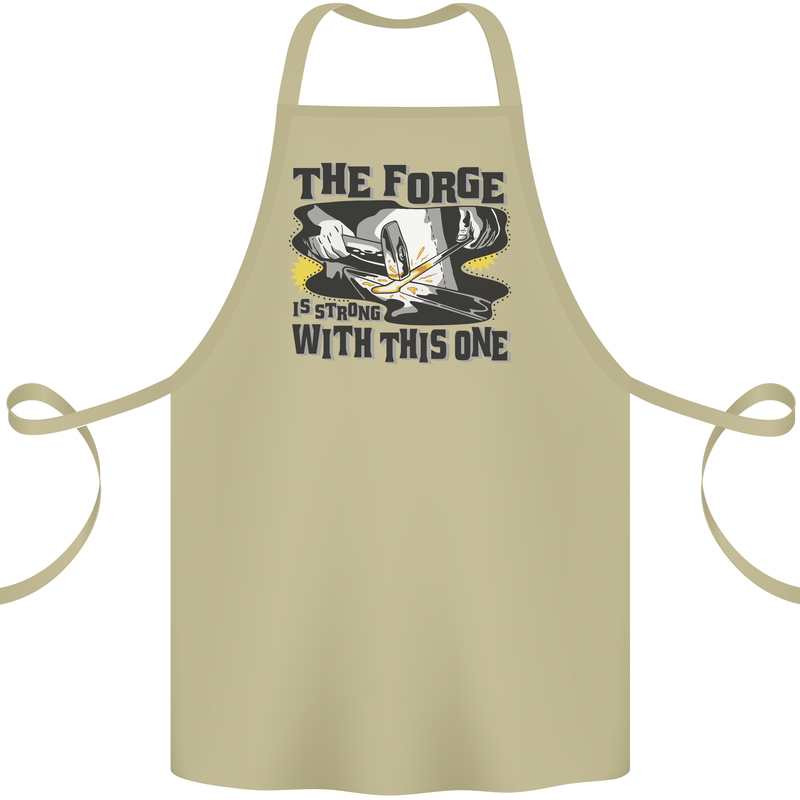 Blacksmith the Forge is Strong With This One Cotton Apron 100% Organic Khaki