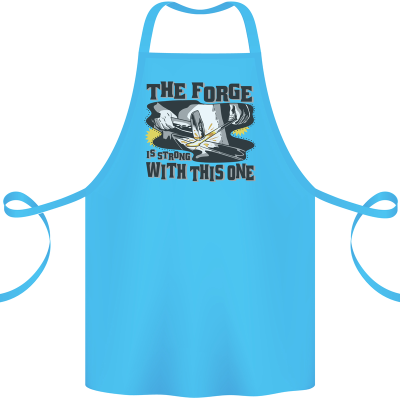Blacksmith the Forge is Strong With This One Cotton Apron 100% Organic Turquoise