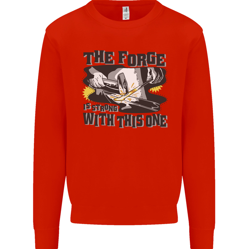 Blacksmith the Forge is Strong With This One Mens Sweatshirt Jumper Bright Red