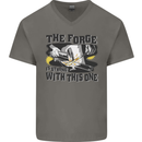 Blacksmith the Forge is Strong With This One Mens V-Neck Cotton T-Shirt Charcoal