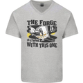 Blacksmith the Forge is Strong With This One Mens V-Neck Cotton T-Shirt Sports Grey