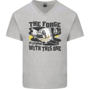 Blacksmith the Forge is Strong With This One Mens V-Neck Cotton T-Shirt Sports Grey