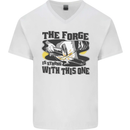 Blacksmith the Forge is Strong With This One Mens V-Neck Cotton T-Shirt White