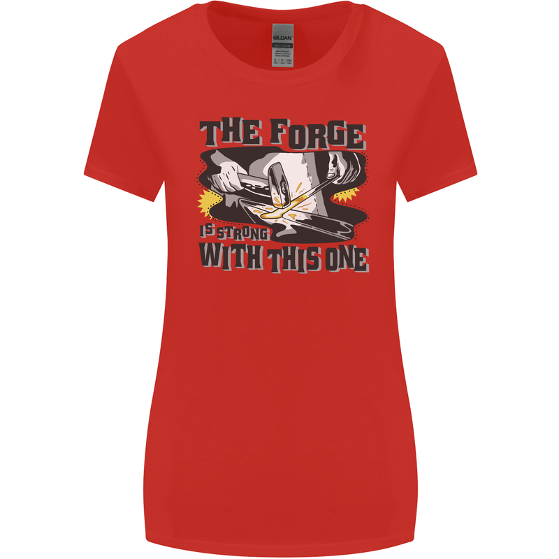 Blacksmith the Forge is Strong With This One Womens Wider Cut T-Shirt Red