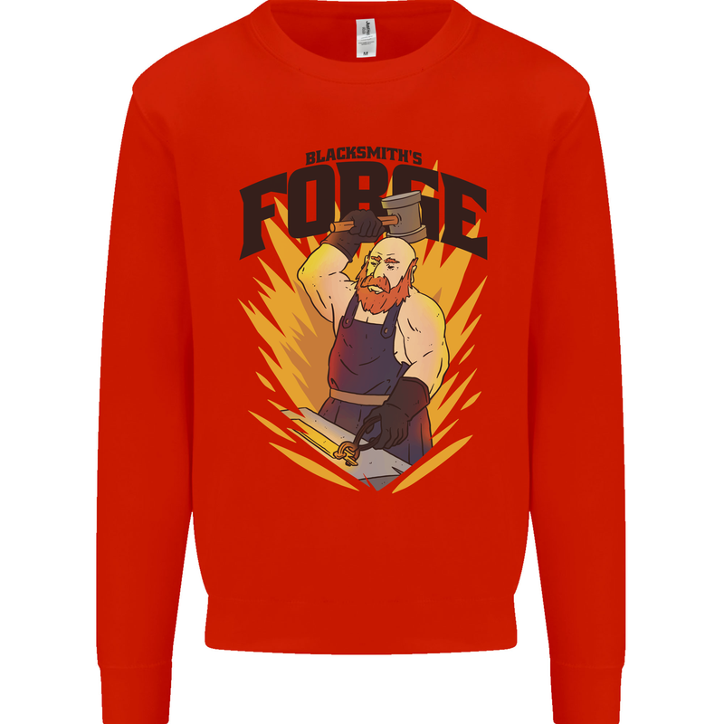 Blacksmiths Forge Kids Sweatshirt Jumper Bright Red