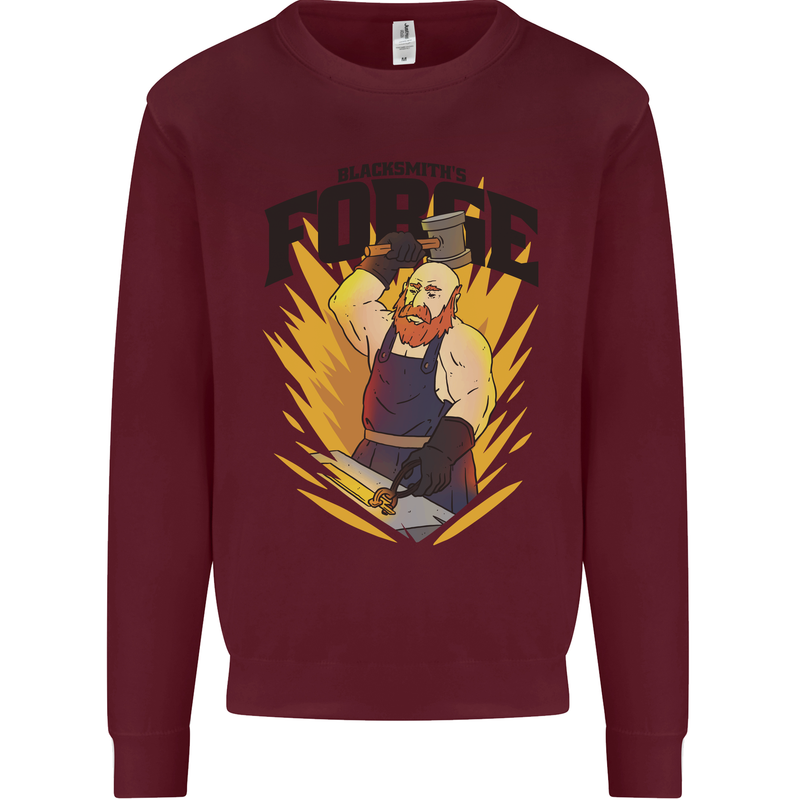 Blacksmiths Forge Kids Sweatshirt Jumper Maroon
