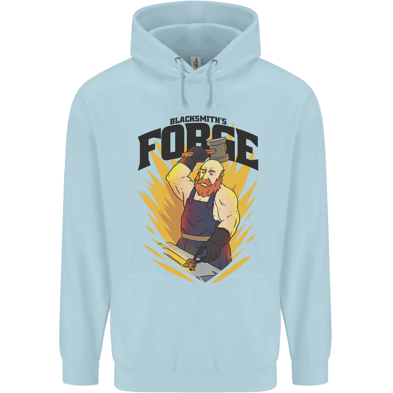 Blacksmiths Forge Mens 80% Cotton Hoodie Light Blue