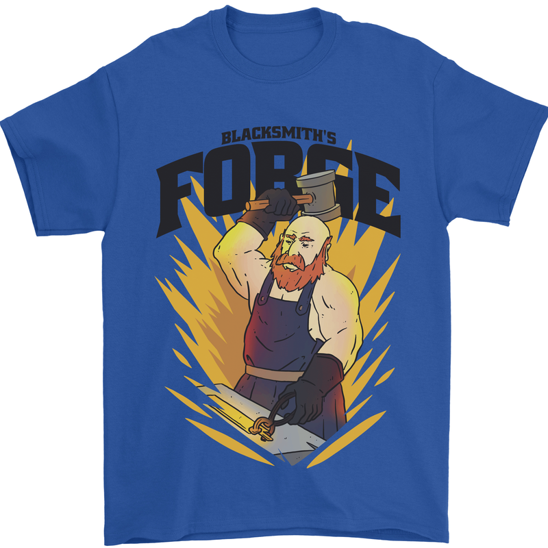 Blacksmiths Forge Mens T-Shirt 100% Cotton Royal Blue