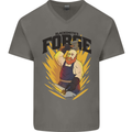 Blacksmiths Forge Mens V-Neck Cotton T-Shirt Charcoal