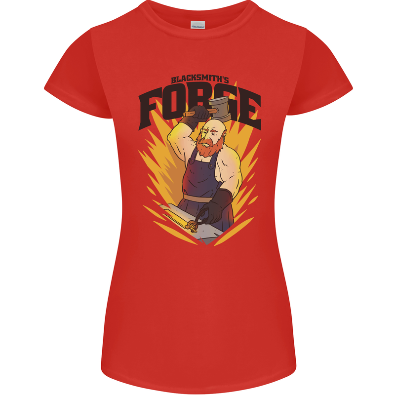 Blacksmiths Forge Womens Petite Cut T-Shirt Red