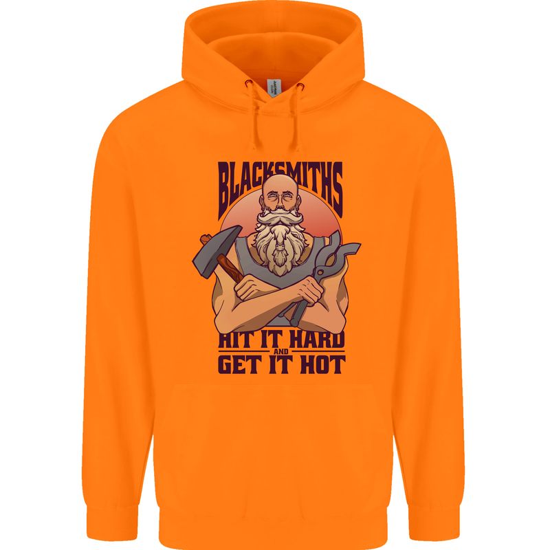 Blacksmiths Hit it Hard and Get it Hot Childrens Kids Hoodie Orange