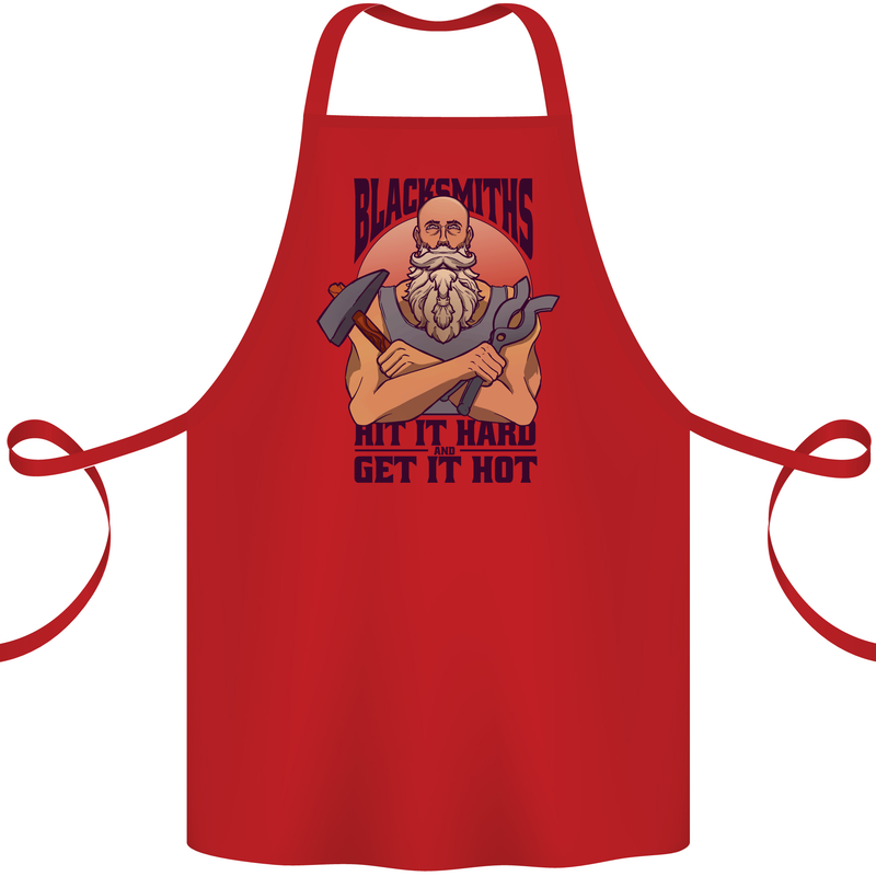 Blacksmiths Hit it Hard and Get it Hot Cotton Apron 100% Organic Red