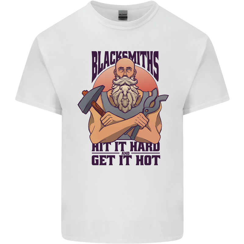 Blacksmiths Hit it Hard and Get it Hot Kids T-Shirt Childrens White