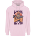 Blacksmiths Hit it Hard and Get it Hot Mens 80% Cotton Hoodie Light Pink