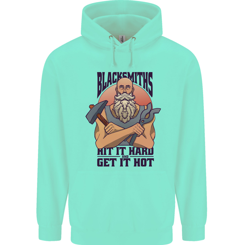Blacksmiths Hit it Hard and Get it Hot Mens 80% Cotton Hoodie Peppermint