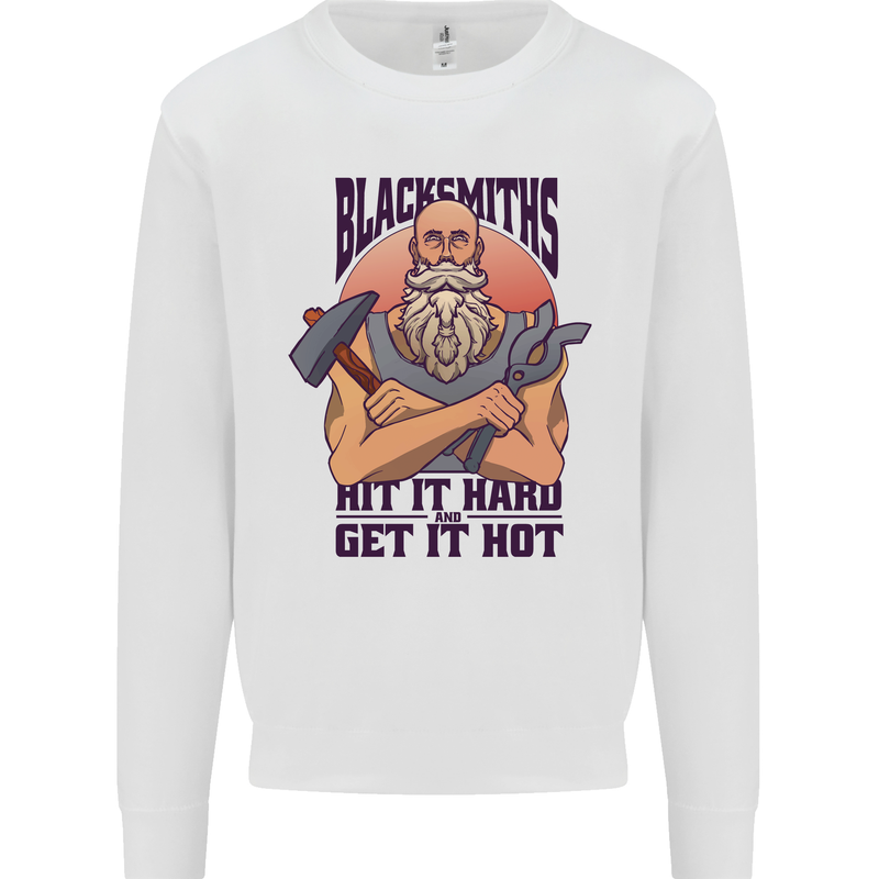 Blacksmiths Hit it Hard and Get it Hot Mens Sweatshirt Jumper White