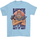 Blacksmiths Hit it Hard and Get it Hot Mens T-Shirt 100% Cotton Light Blue