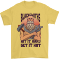 Blacksmiths Hit it Hard and Get it Hot Mens T-Shirt 100% Cotton Yellow