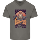 Blacksmiths Hit it Hard and Get it Hot Mens V-Neck Cotton T-Shirt Charcoal