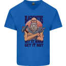 Blacksmiths Hit it Hard and Get it Hot Mens V-Neck Cotton T-Shirt Royal Blue