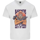 Blacksmiths Hit it Hard and Get it Hot Mens V-Neck Cotton T-Shirt White