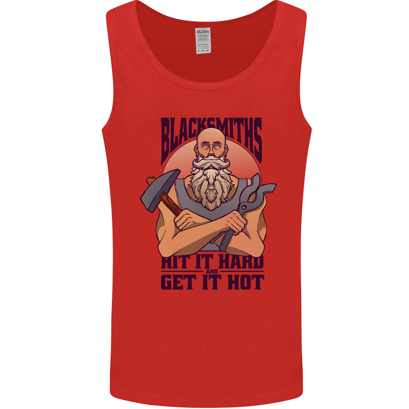 Blacksmiths Hit it Hard and Get it Hot Mens Vest Tank Top Red