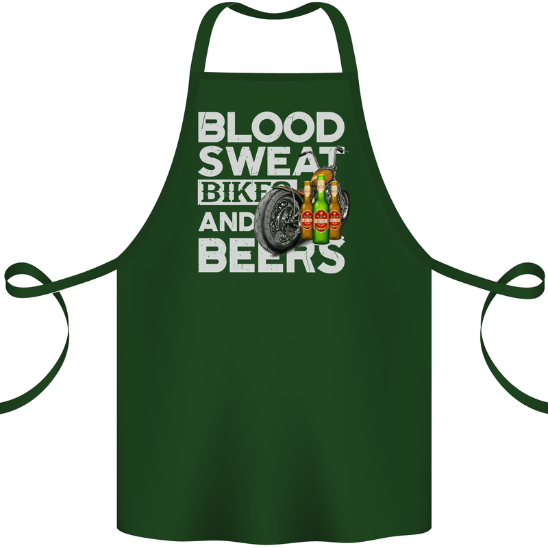 Blood Sweat Bikes & Beer Funny Motorcycle Cotton Apron 100% Organic Forest Green