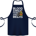 Blood Sweat Bikes & Beer Funny Motorcycle Cotton Apron 100% Organic Navy Blue