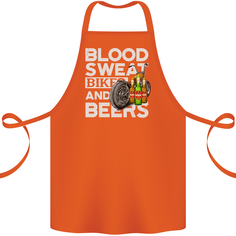 Blood Sweat Bikes & Beer Funny Motorcycle Cotton Apron 100% Organic Orange