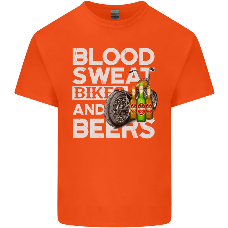 Blood Sweat Bikes & Beer Funny Motorcycle Kids T-Shirt Childrens Orange
