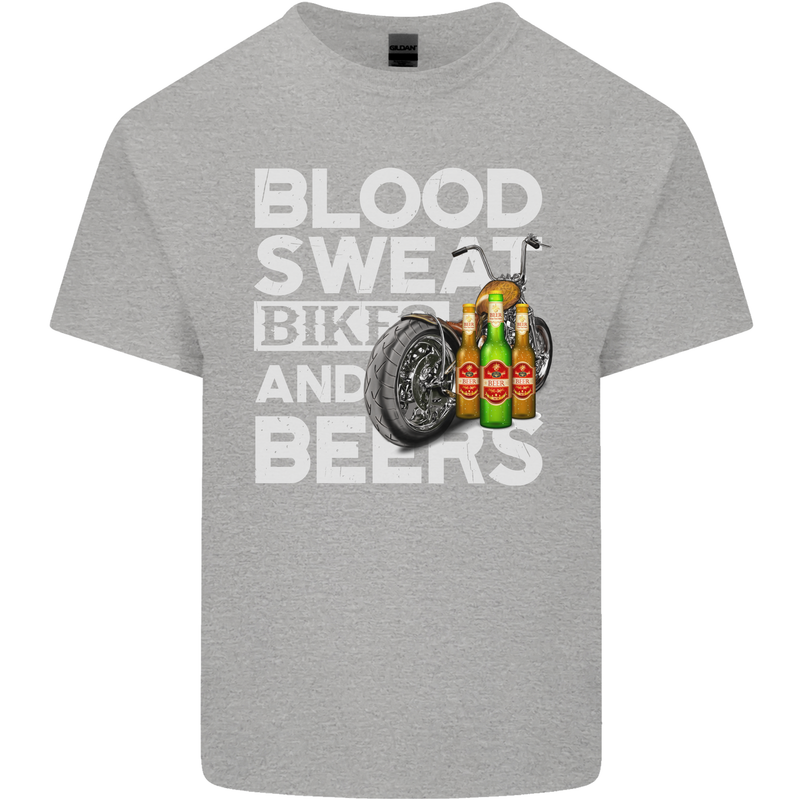 Blood Sweat Bikes & Beer Funny Motorcycle Kids T-Shirt Childrens Sports Grey