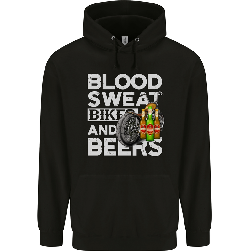 Blood Sweat Bikes & Beer Funny Motorcycle Mens 80% Cotton Hoodie Black