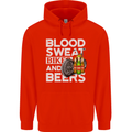Blood Sweat Bikes & Beer Funny Motorcycle Mens 80% Cotton Hoodie Bright Red