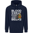 Blood Sweat Bikes & Beer Funny Motorcycle Mens 80% Cotton Hoodie Navy Blue