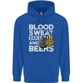 Blood Sweat Bikes & Beer Funny Motorcycle Mens 80% Cotton Hoodie Royal Blue