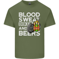 Blood Sweat Bikes & Beer Funny Motorcycle Mens Cotton T-Shirt Tee Top Military Green