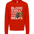 Blood Sweat Bikes & Beer Funny Motorcycle Mens Sweatshirt Jumper Bright Red