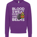 Blood Sweat Bikes & Beer Funny Motorcycle Mens Sweatshirt Jumper Purple