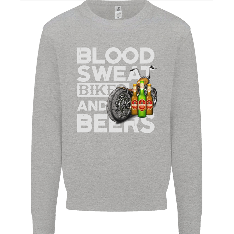 Blood Sweat Bikes & Beer Funny Motorcycle Mens Sweatshirt Jumper Sports Grey
