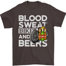 Blood Sweat Bikes & Beer Funny Motorcycle Mens T-Shirt Cotton Gildan Dark Chocolate