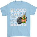 Blood Sweat Bikes & Beer Funny Motorcycle Mens T-Shirt Cotton Gildan Light Blue