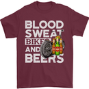 Blood Sweat Bikes & Beer Funny Motorcycle Mens T-Shirt Cotton Gildan Maroon