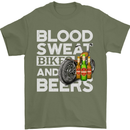 Blood Sweat Bikes & Beer Funny Motorcycle Mens T-Shirt Cotton Gildan Military Green
