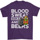 Blood Sweat Bikes & Beer Funny Motorcycle Mens T-Shirt Cotton Gildan Purple