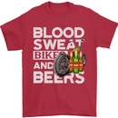 Blood Sweat Bikes & Beer Funny Motorcycle Mens T-Shirt Cotton Gildan Red
