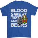 Blood Sweat Bikes & Beer Funny Motorcycle Mens T-Shirt Cotton Gildan Royal Blue