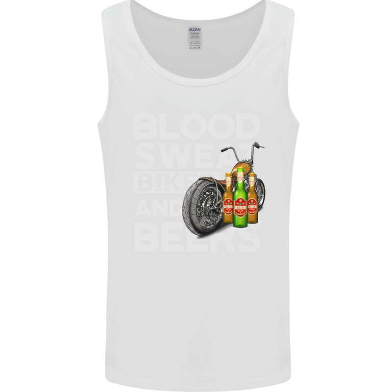 Blood Sweat Bikes & Beer Funny Motorcycle Mens Vest Tank Top White