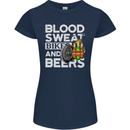 Blood Sweat Bikes & Beer Funny Motorcycle Womens Petite Cut T-Shirt Navy Blue