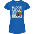Blood Sweat Bikes & Beer Funny Motorcycle Womens Petite Cut T-Shirt Royal Blue
